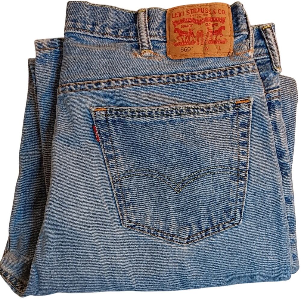 Levis 560‎ Jeans 38X37 Blue Fade Stressed Loose Baggy Skate Street